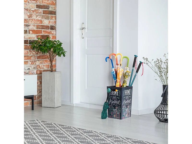 Porta Ombrelli Mdf Canvas Grigio Vintage Salvagoccia 40x24x24