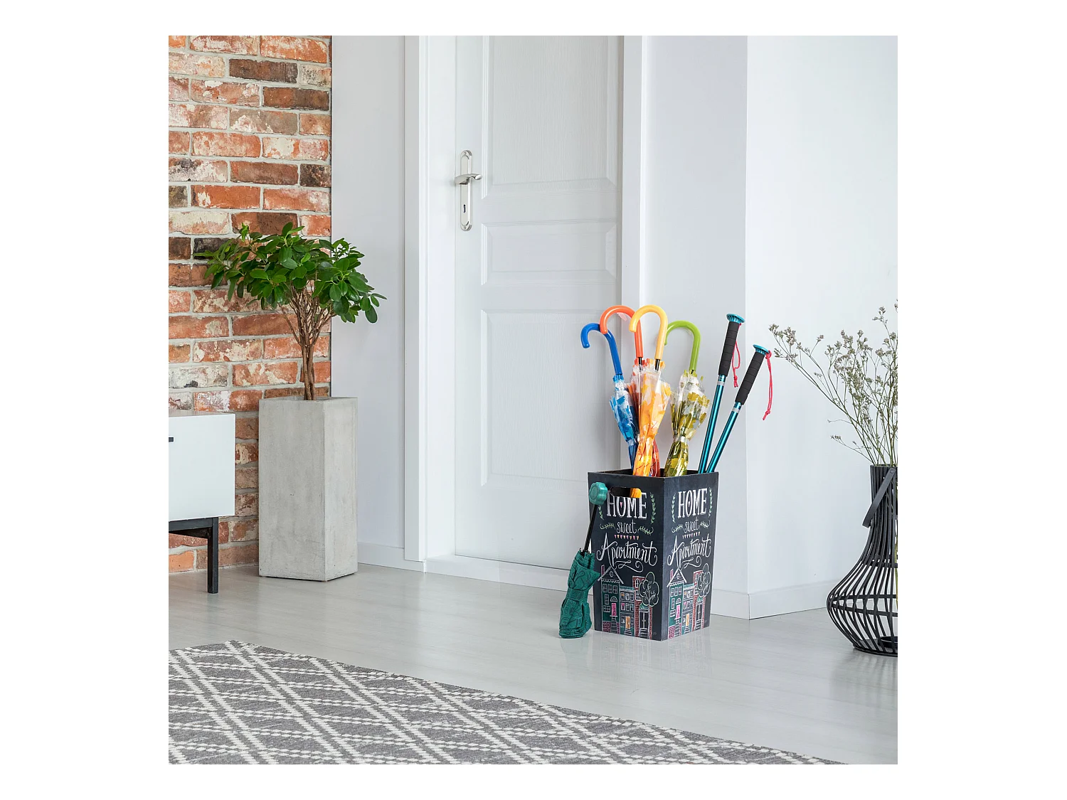 Porta Ombrelli Mdf Canvas Grigio Vintage Salvagoccia 40x24x24