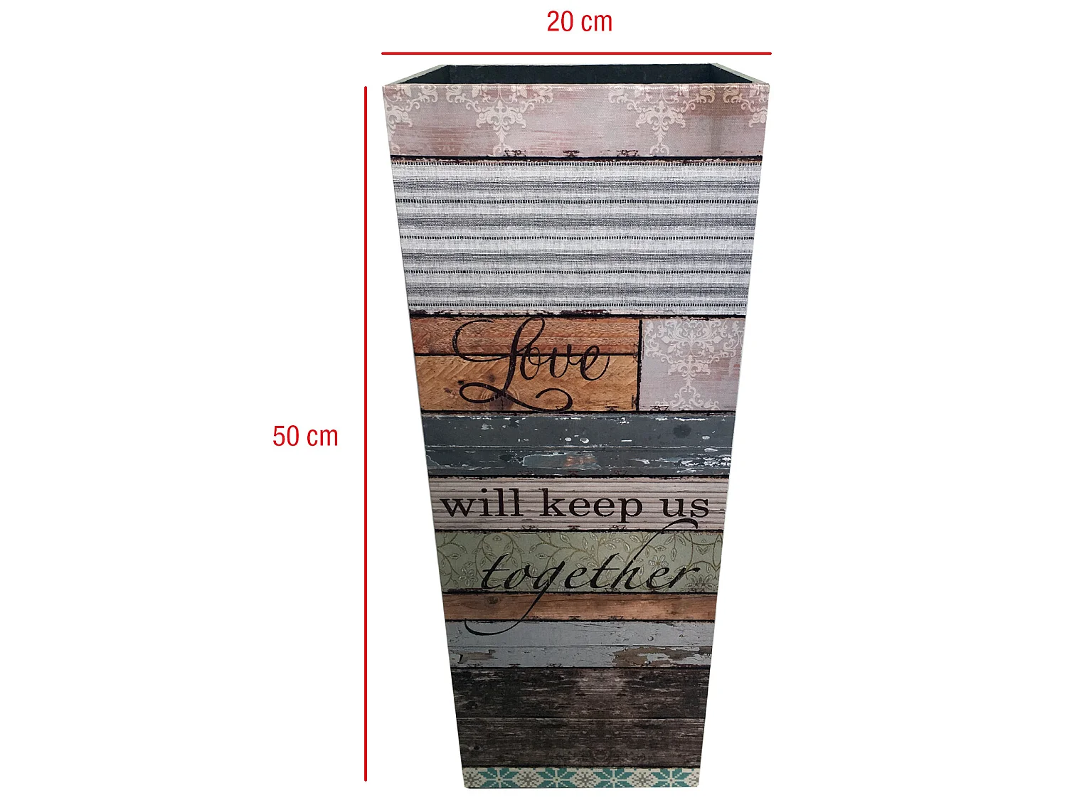 Suporte de Guarda-chuva quadrado Lona Castanha Mdf Bege Entrada 50x20x20