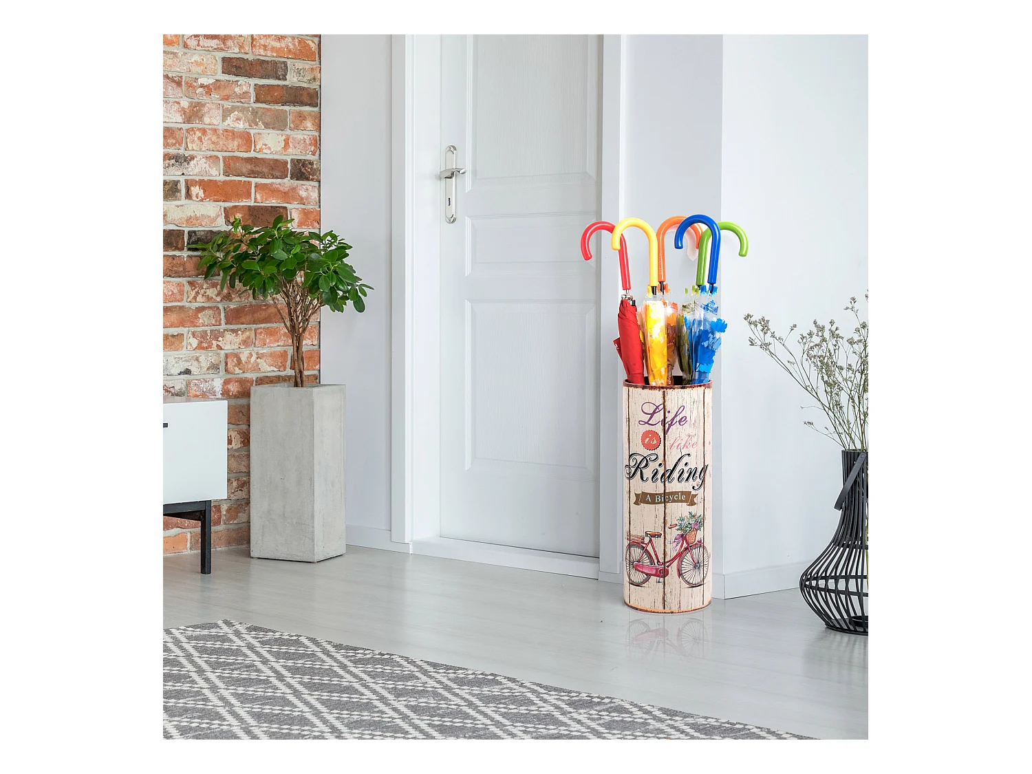 Porte- Parapluies Canvas Ronde Beige Rangement 49x20x20