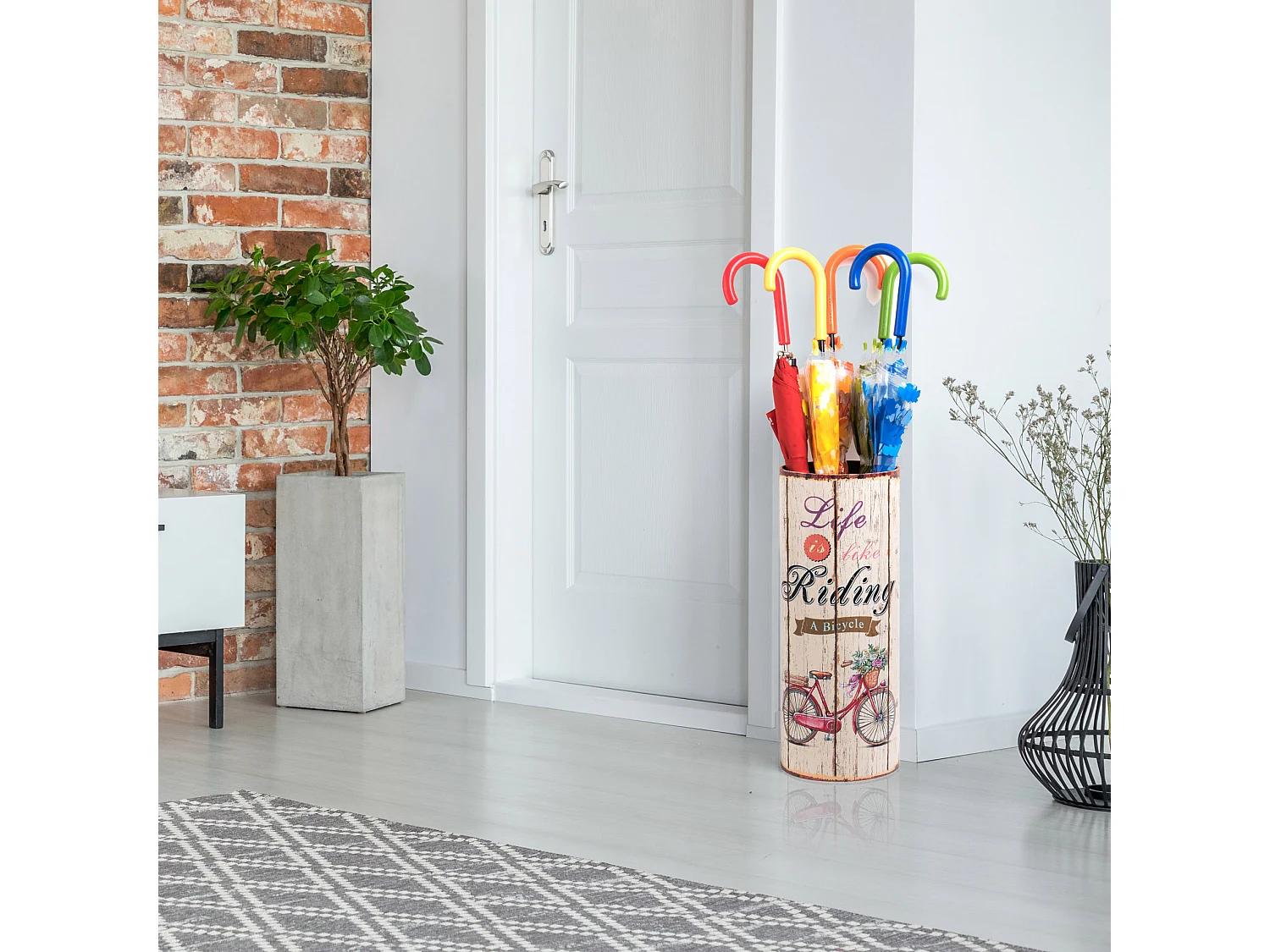 Portaombrelli Porta Ombrelli Canvas Beige Tondo Retro 49x20x20