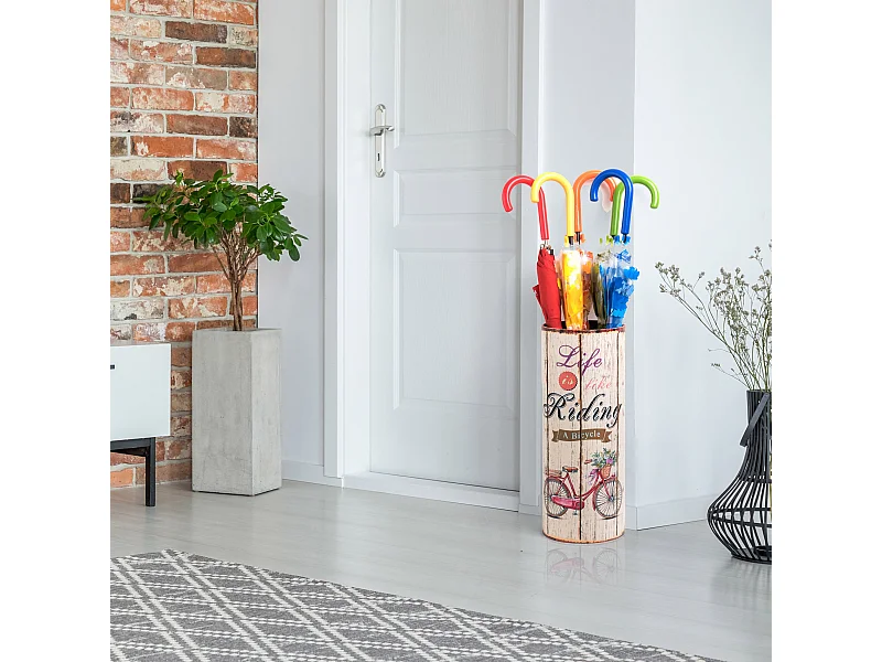 Portaombrelli Porta Ombrelli Canvas Beige Tondo Retro 49x20x20