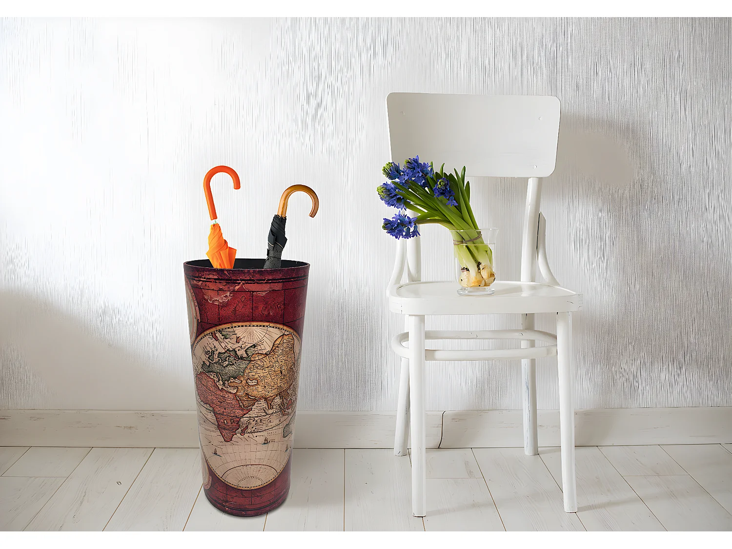 Porte-parapluie Porte-parpluies Mdf Canvas Rouge 54x23x23