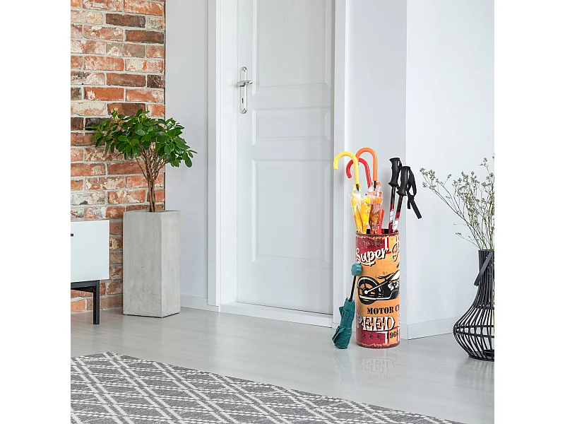 Ombrelli Portaombrello Canvas Mdf Giallo Motorcycle 49x20x20