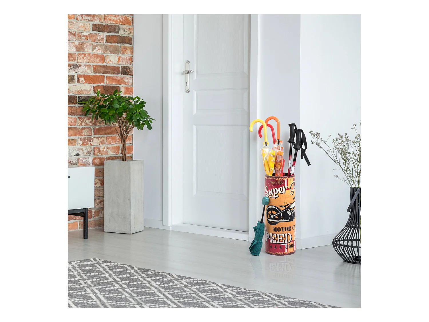 Ombrelli Portaombrello Canvas Mdf Giallo Motorcycle 49x20x20