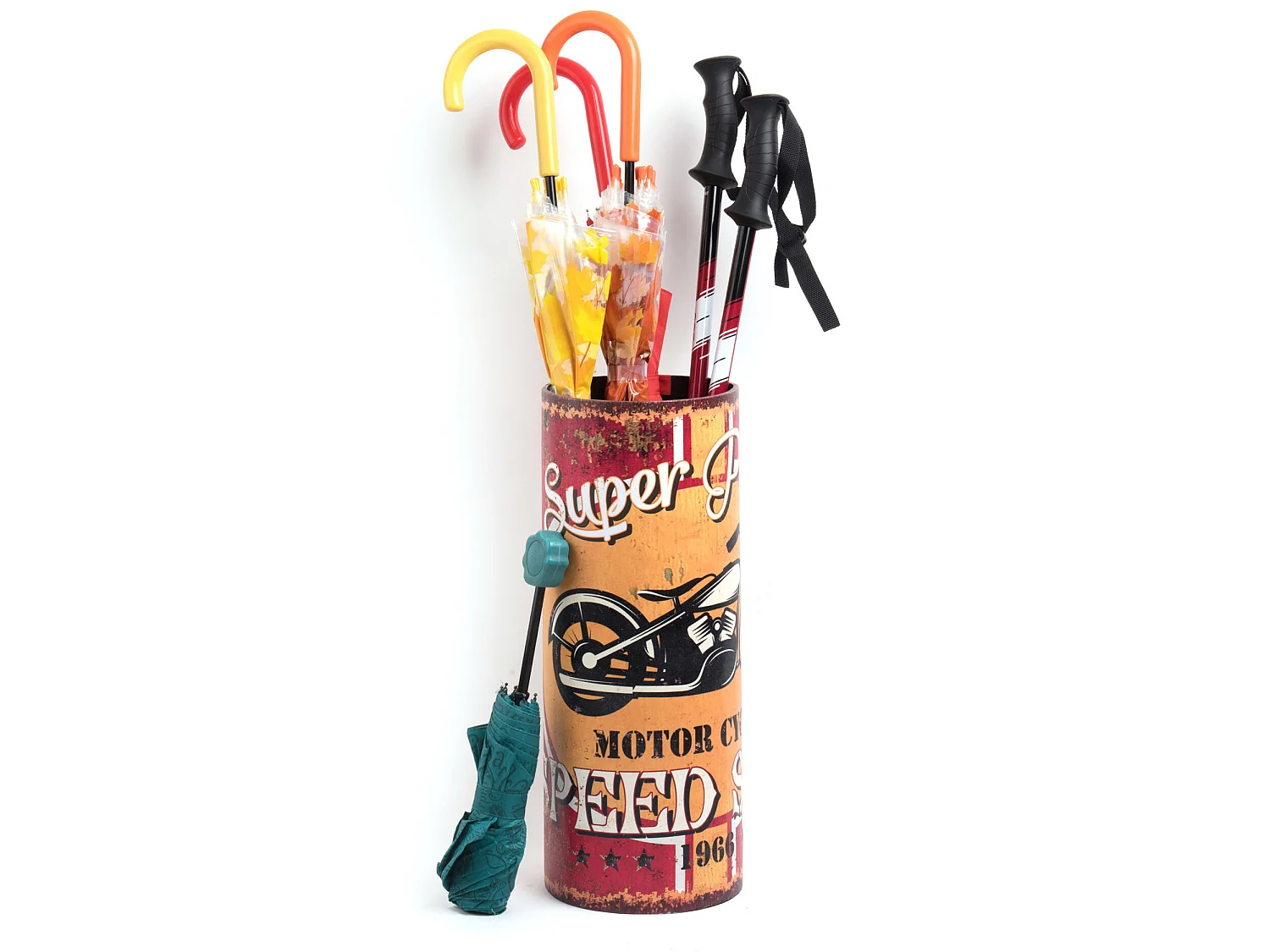 Ombrelli Portaombrello Canvas Mdf Giallo Motorcycle 49x20x20