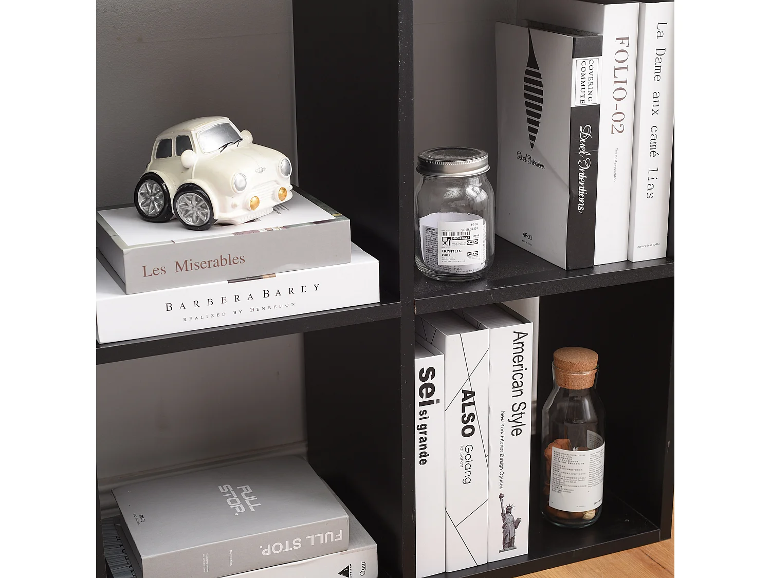 Libreria A Terra Scaffale Nero 6 Vani Mdf 97,5x97,5x29