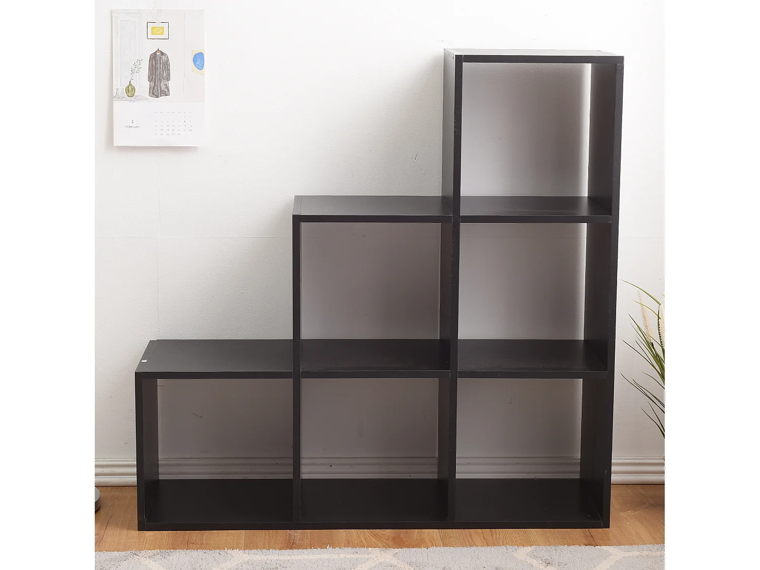 Libreria A Terra Scaffale Nero 6 Vani Mdf 97,5x97,5x29