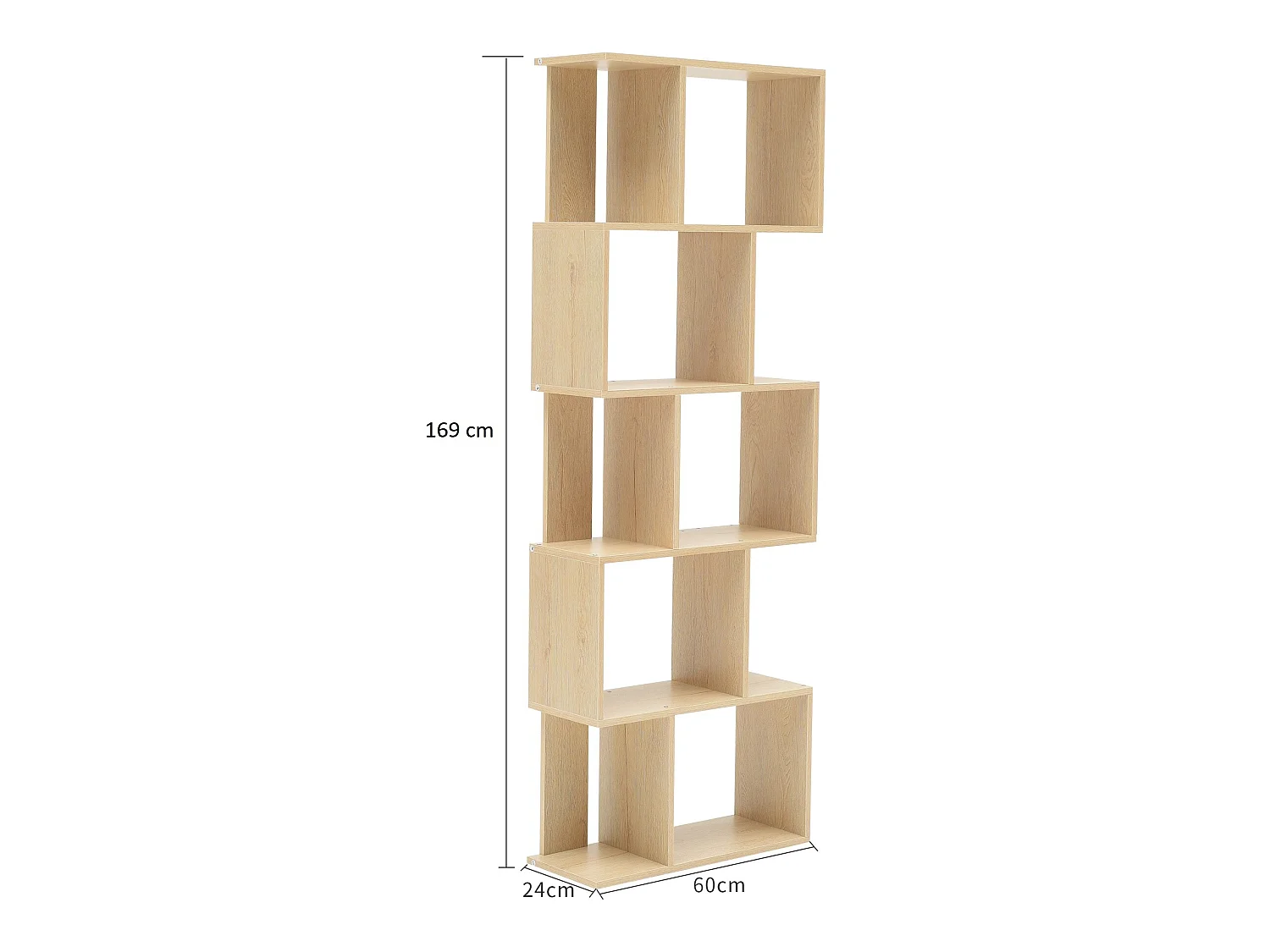 Bibliotheque Etageres Bois Beige Design Moderne 172,5x60x24,5