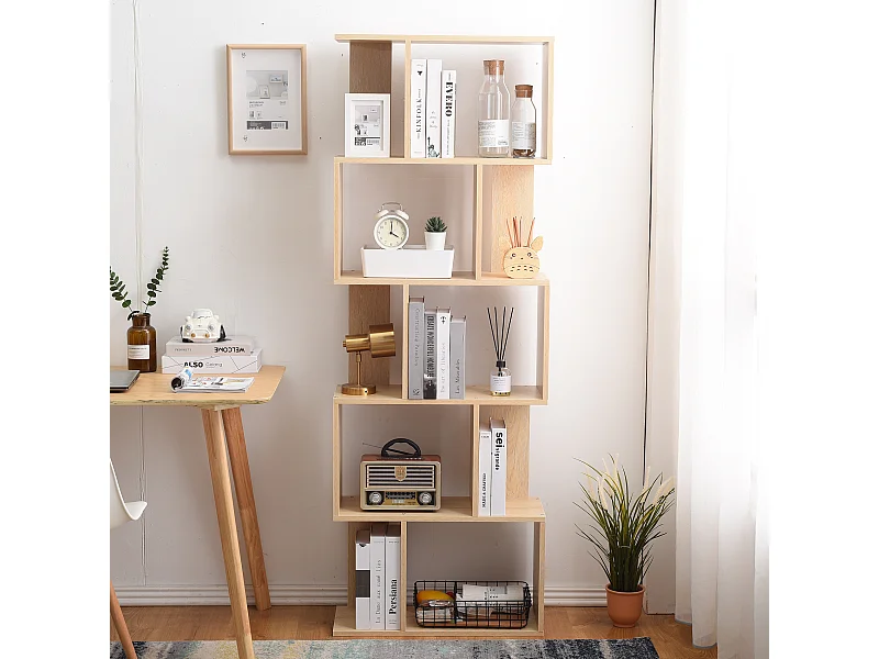 Libreria Scaffale 5 Ripiani Legno Beige Moderno 172,5x60x24