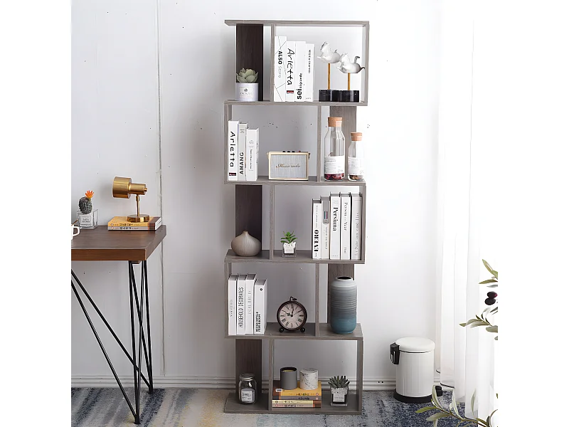Scaffale Libreria Grigio Sbiancato Mdf Urban Soggiorno 169x60x24