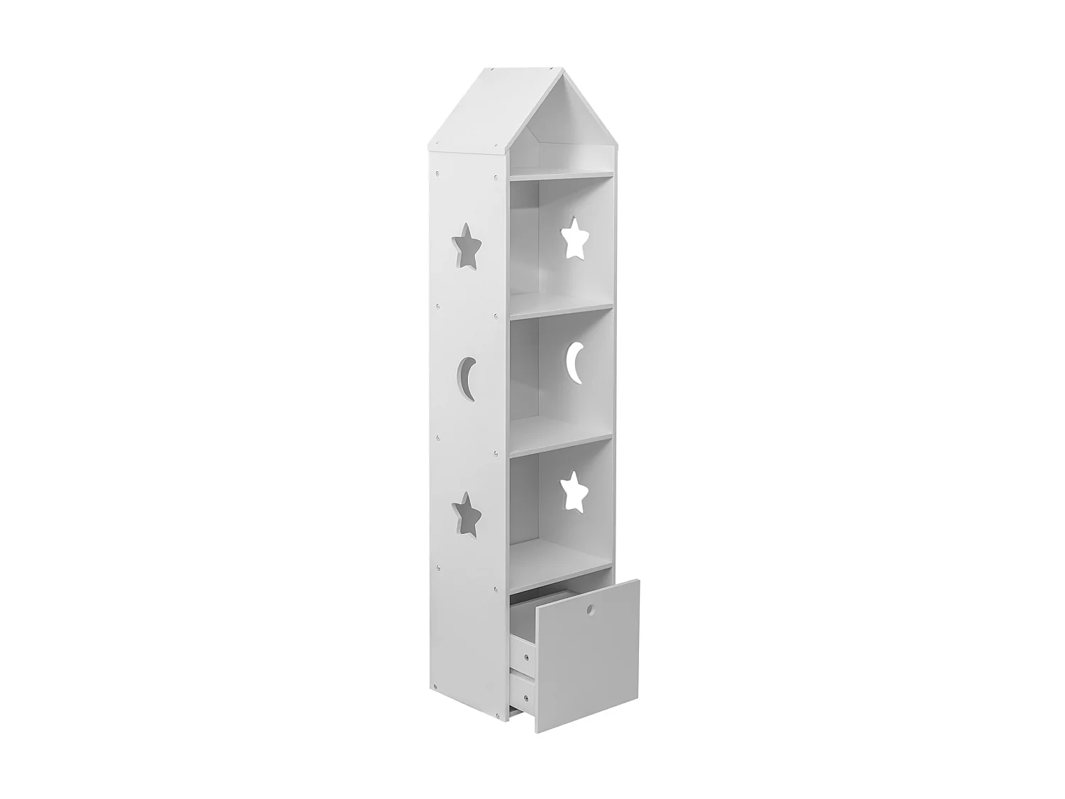 Etagere etroite pour enfants 4 Etageres 1 Tiroir en Bois blanc