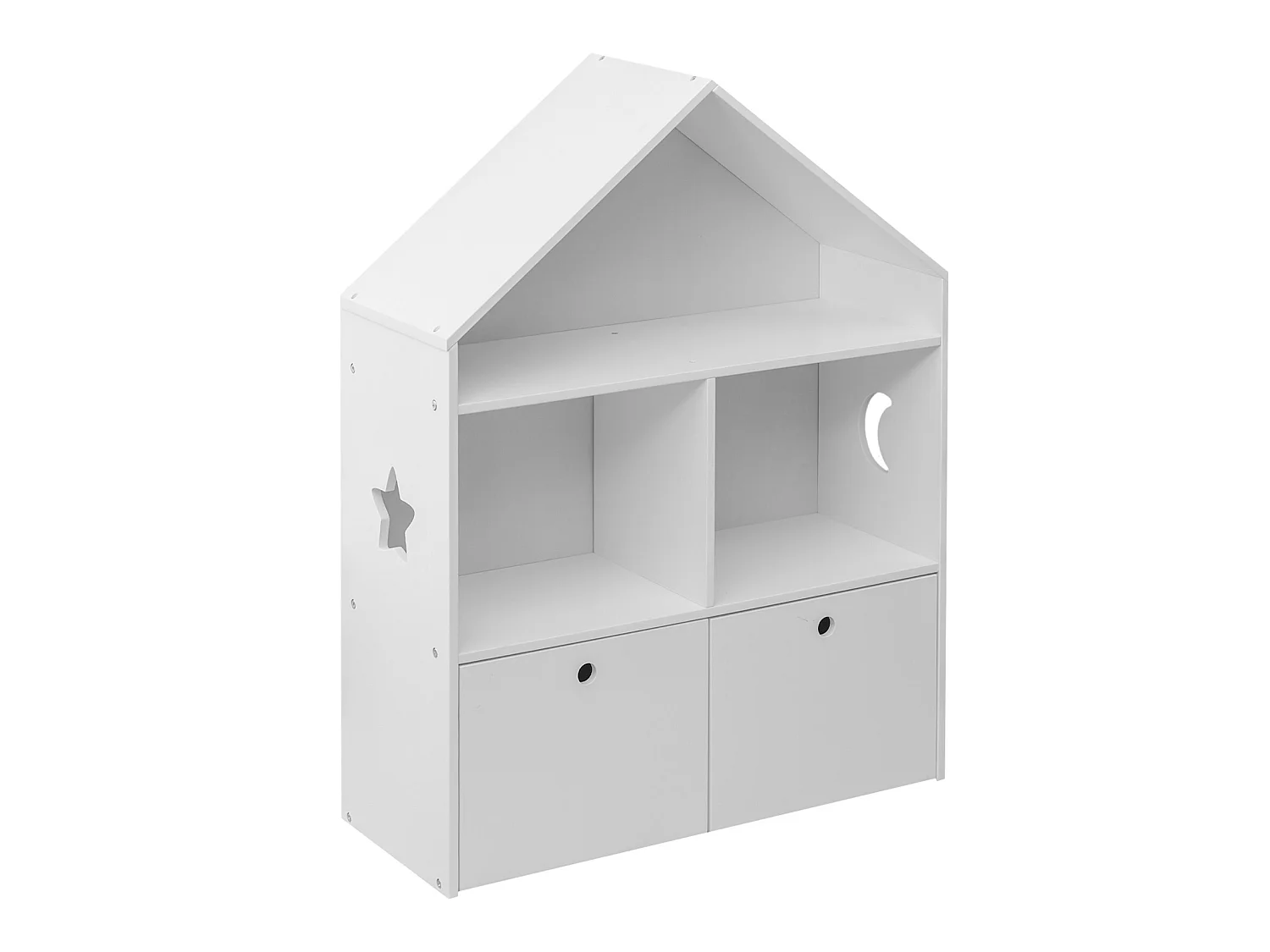 Libreria per Bambini Portagiochi in Legno Bianco 3 Scaffali 2 Cassetti Cameretta
