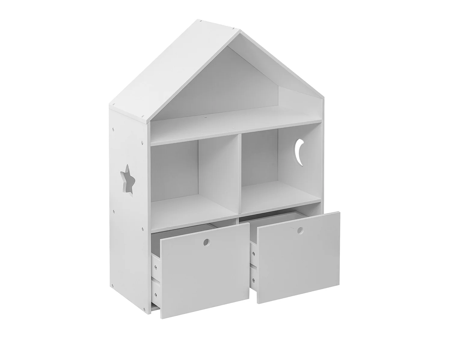 Libreria per Bambini Portagiochi in Legno Bianco 3 Scaffali 2 Cassetti Cameretta