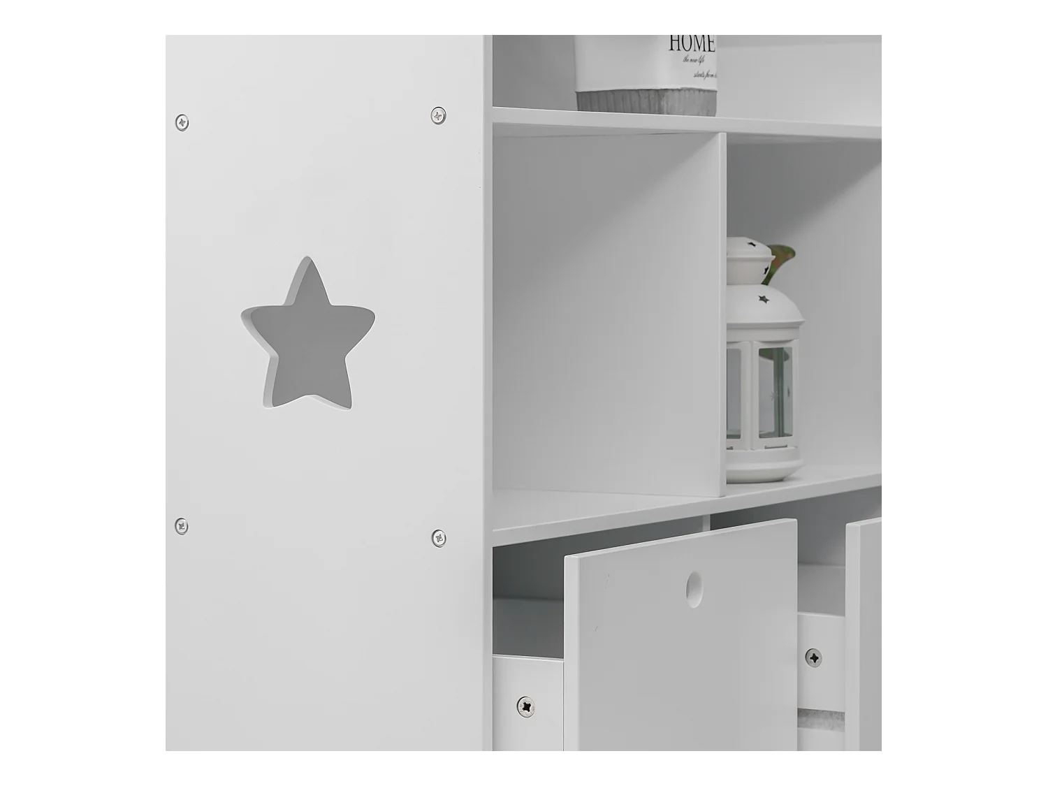 Libreria per Bambini Portagiochi in Legno Bianco 3 Scaffali 2 Cassetti Cameretta