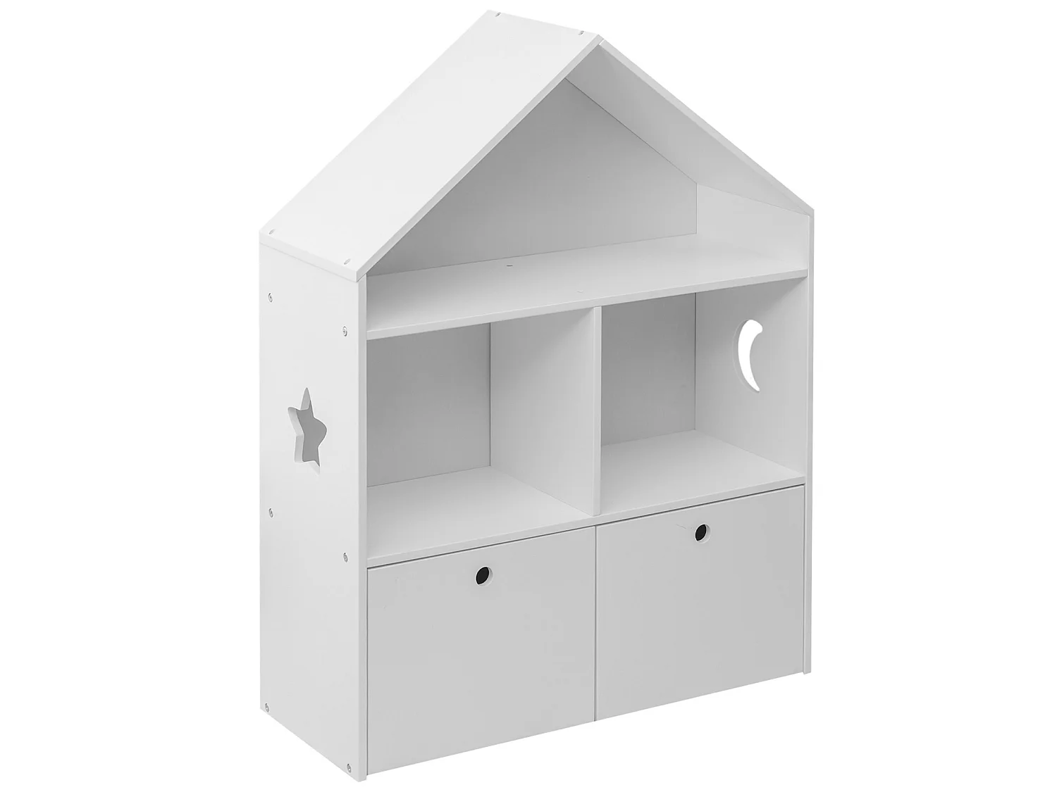 Libreria per Bambini Portagiochi in Legno Bianco 3 Scaffali 2 Cassetti Cameretta