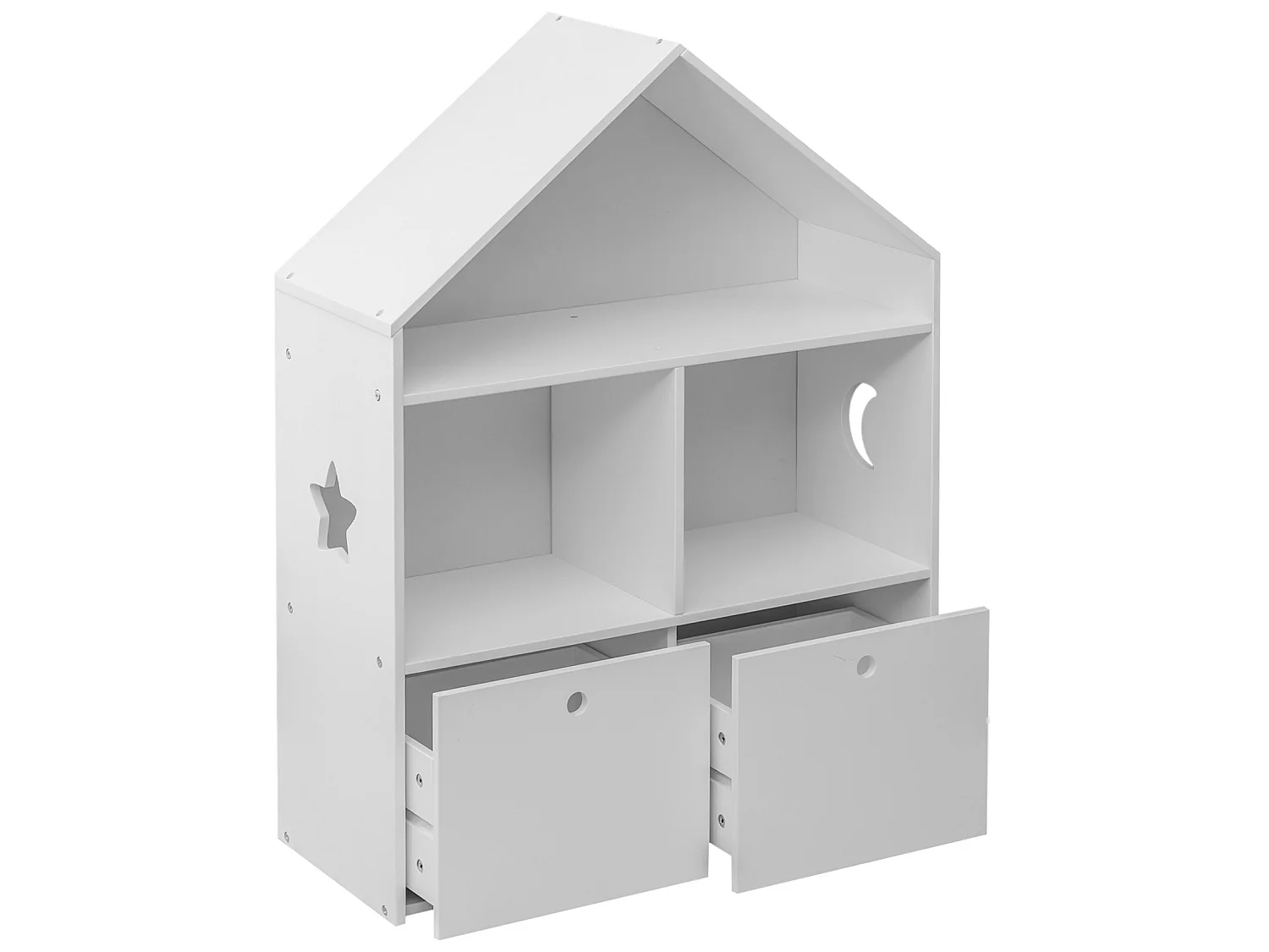 Libreria per Bambini Portagiochi in Legno Bianco 3 Scaffali 2 Cassetti Cameretta