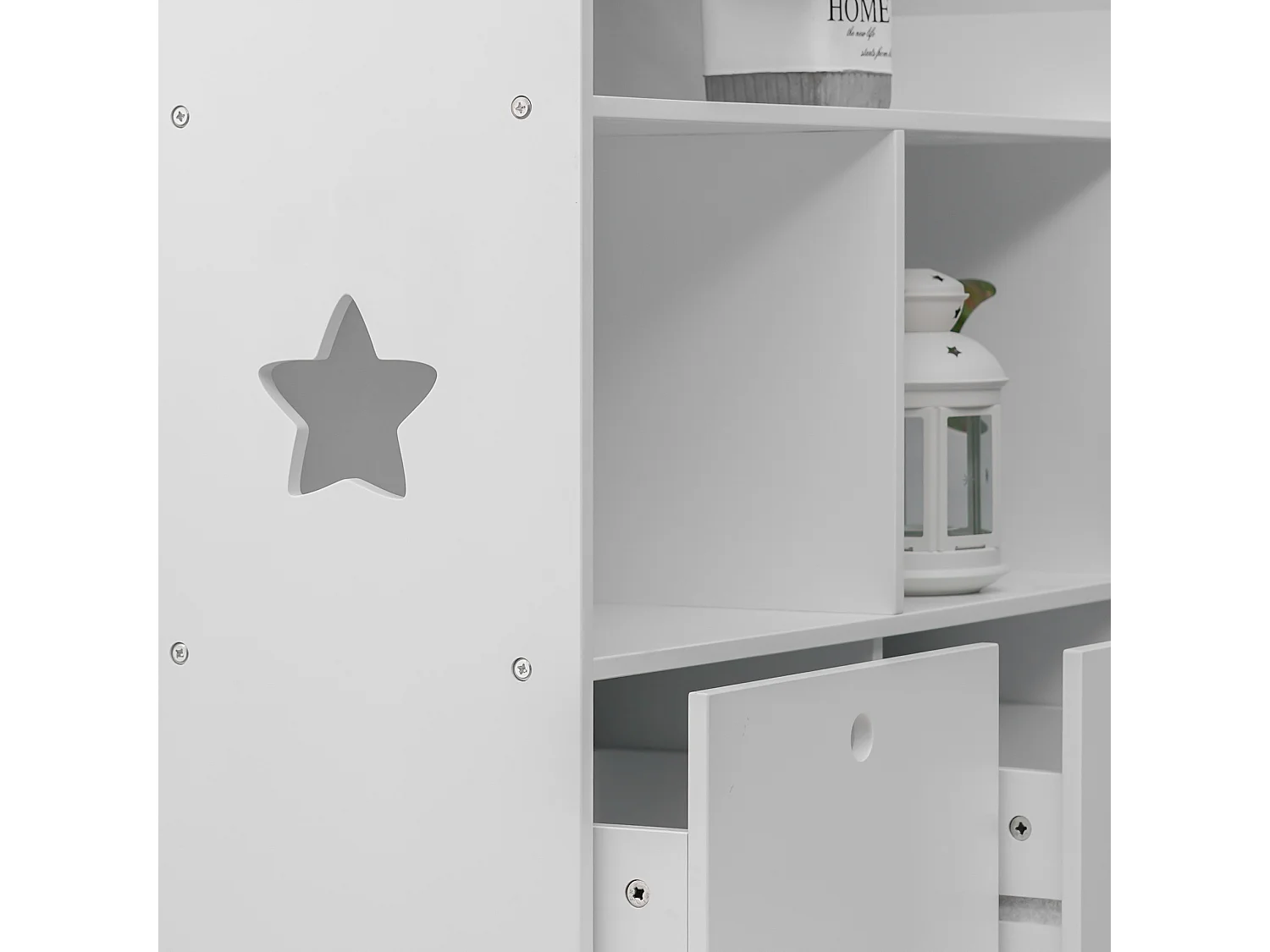 Libreria per Bambini Portagiochi in Legno Bianco 3 Scaffali 2 Cassetti Cameretta