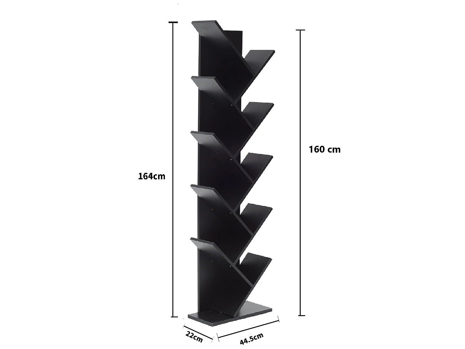 Etageres Bibliotheque Bois Noir Design Contemporain 160x44,5x22