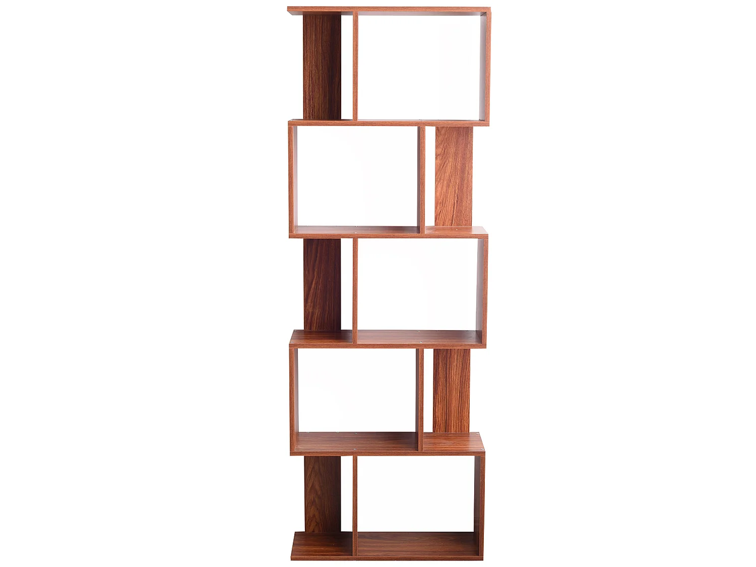 Bibliotheque 5 Etageres Marron Noyer Mdf Bureau 169x60x24