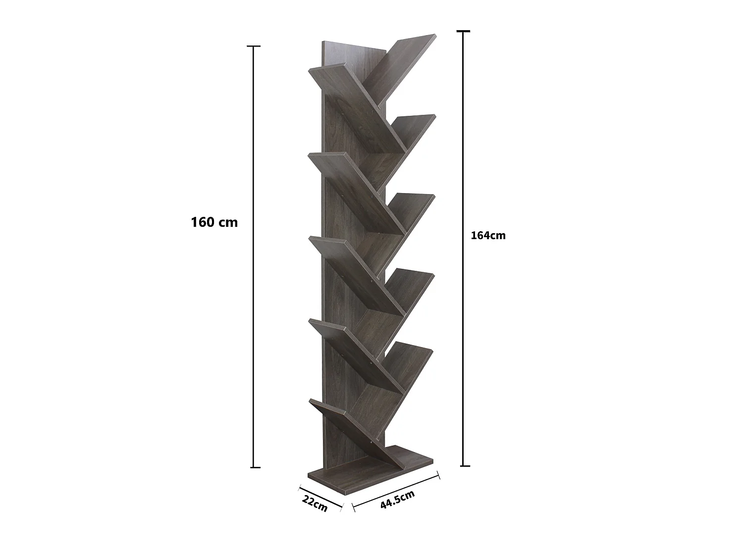 Etageres Bibliotheque Mdf Gris Blanchi Modern Bureau 160x44,5x22