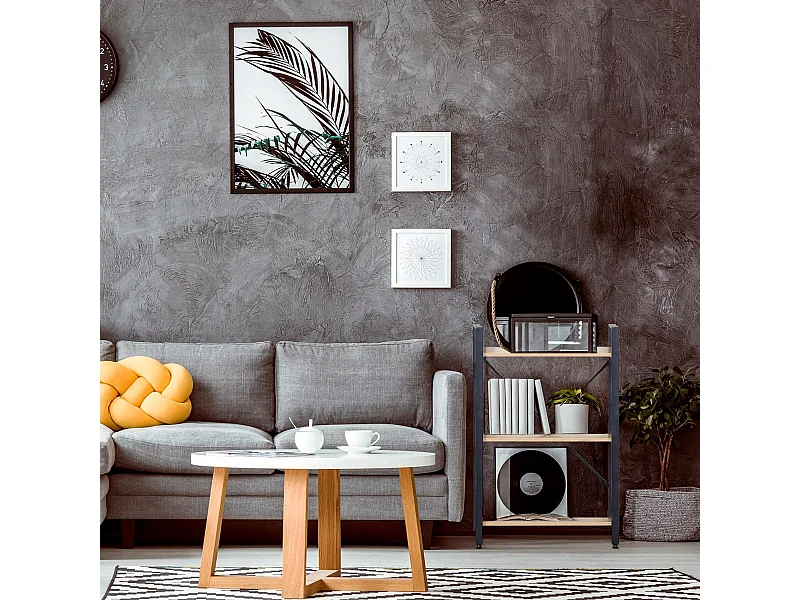 Libreria Scaffale 3 Ripiani in Metallo e Legno Nero Beige design Moderno