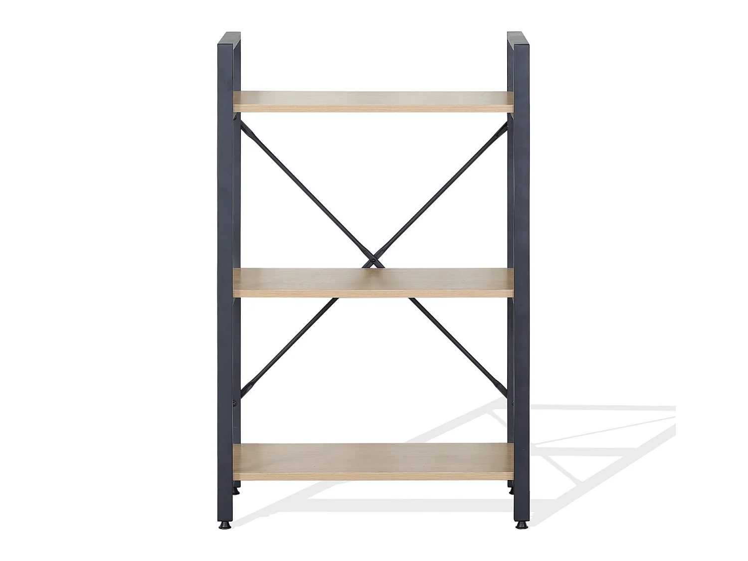 Libreria Scaffale 3 Ripiani in Metallo e Legno Nero Beige design Moderno