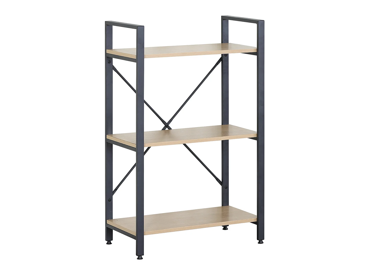 Libreria Scaffale 3 Ripiani in Metallo e Legno Nero Beige design Moderno
