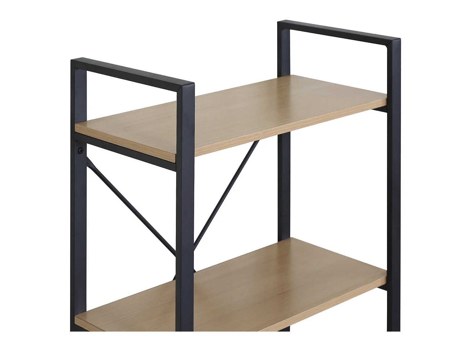 Libreria Scaffale 3 Ripiani in Metallo e Legno Nero Beige design Moderno