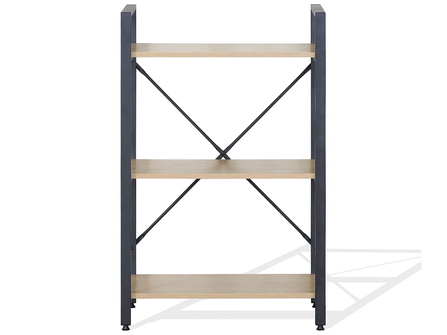 Bibliothèque 3 étagères en métal et bois noir beige design moderne