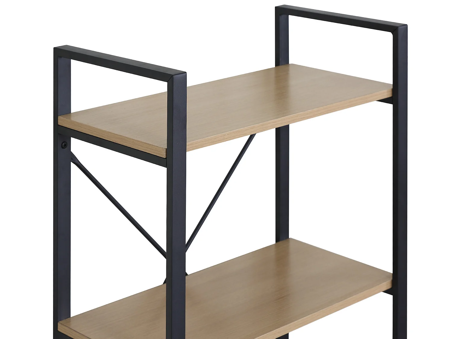 Bibliothèque 3 étagères en métal et bois noir beige design moderne