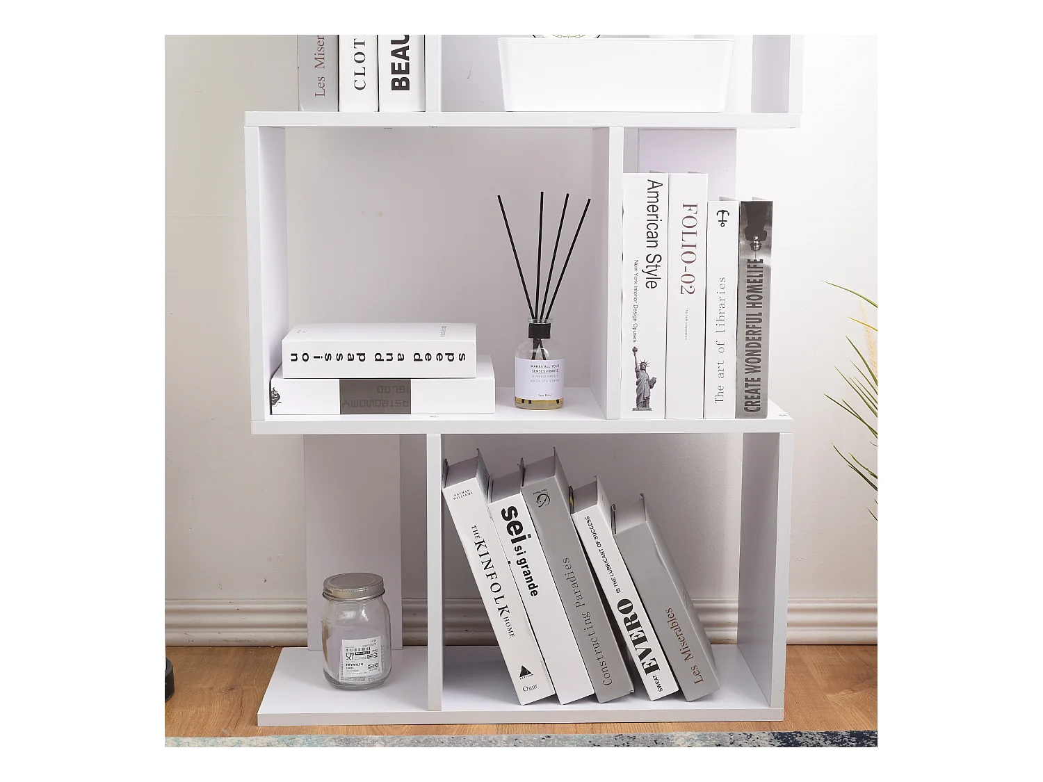 Scaffale Libreria 5 Ripiani Legno Bianco Design 172,5x60x24,5