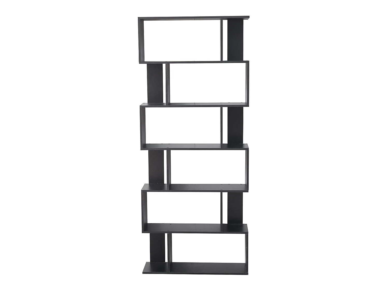 Libreria Scaffale Moderna Legno Nero 6 Ripiani 190x60x24