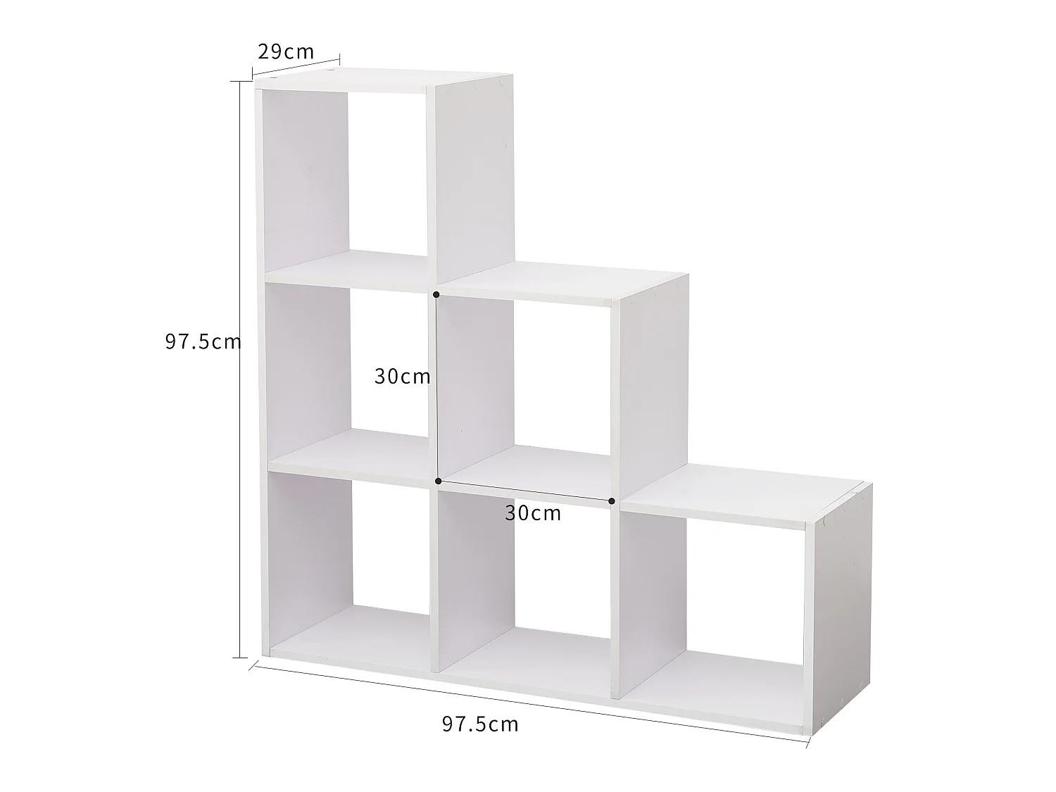 Scaffale Cubi Libreria Moderna Mdf Bianco 6 Scomparti 97,5x97,5x29