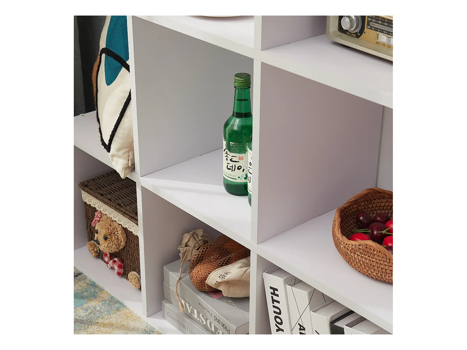 Scaffale Cubi Libreria Moderna Mdf Bianco 6 Scomparti 97,5x97,5x29