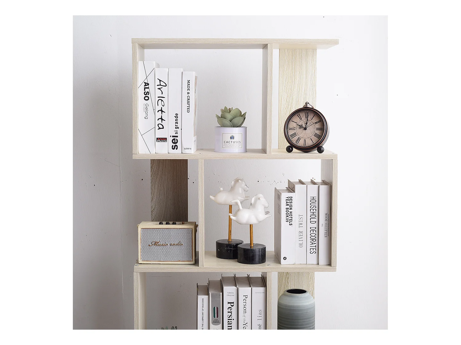 Scaffale Libreria 5 Ripiani Abete Sbiancato Mdf Sala 169x60x24