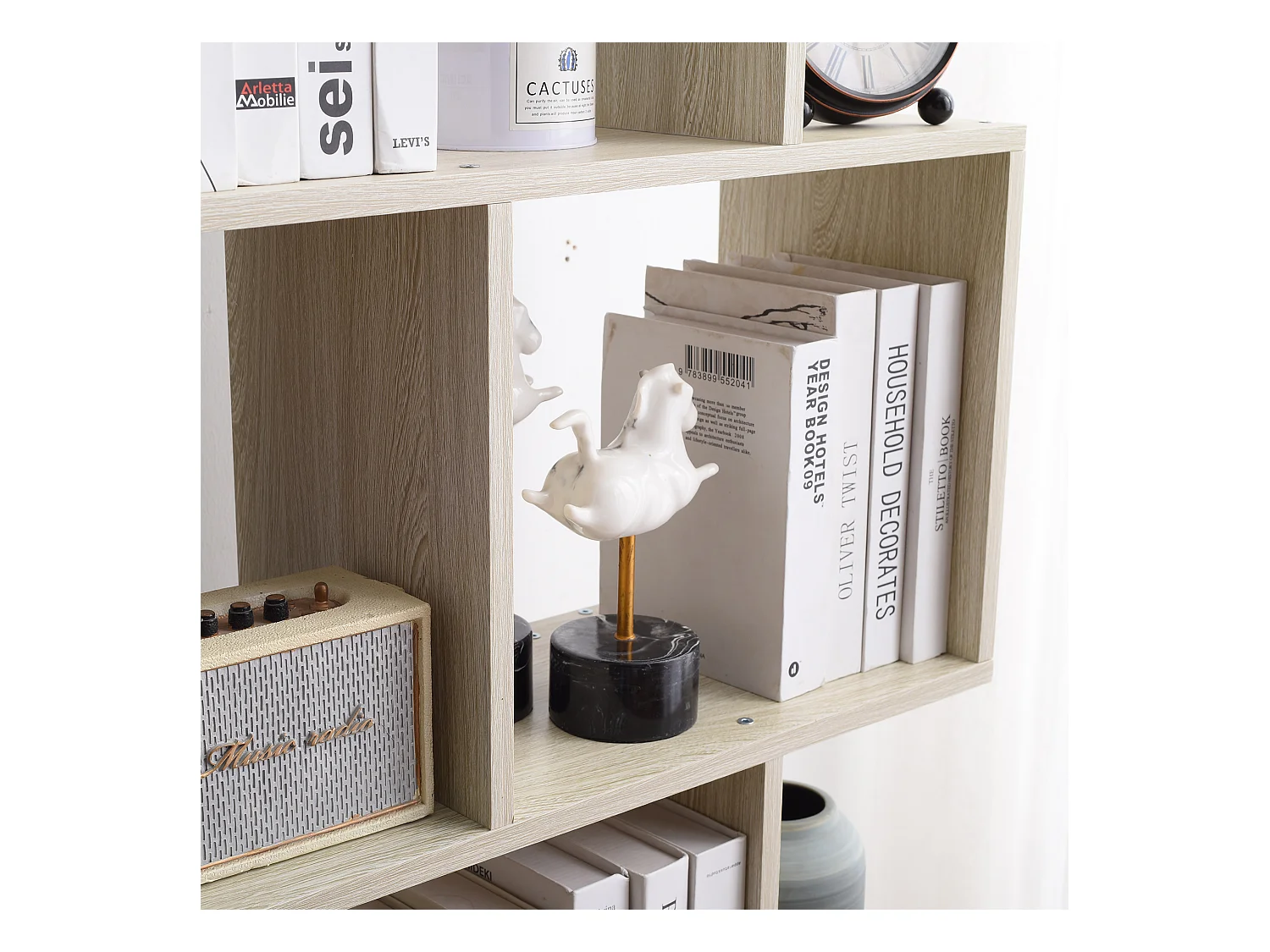 Scaffale Libreria 5 Ripiani Abete Sbiancato Mdf Sala 169x60x24