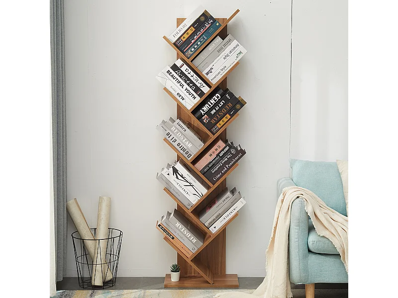 Scaffale Libreria 10 Mensole Legno Marrone Moderno 160x44,5x22