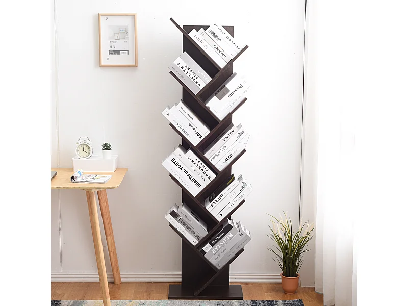 Libreria Scaffale 10 Ripiani Marrone Wenge Legno 160x44,5x22