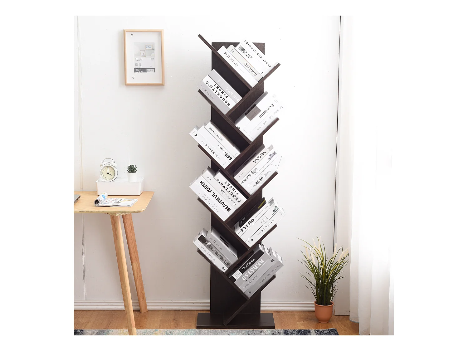 Bibliothèque Etagère 10 Etagères Marron Wengè Bois 160x44,5x22