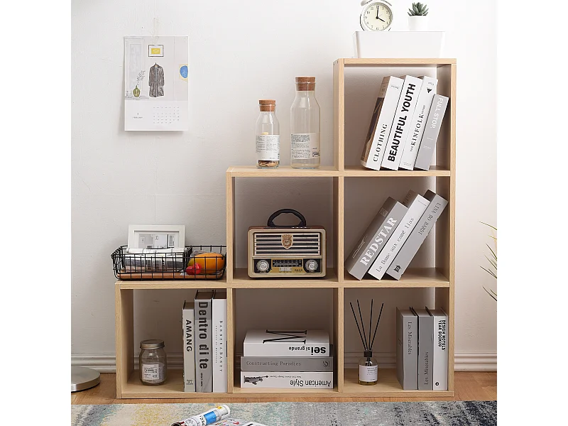 Libreria Scaffale A Scala Moderno 6 Scomparti 97,5x97,5x29