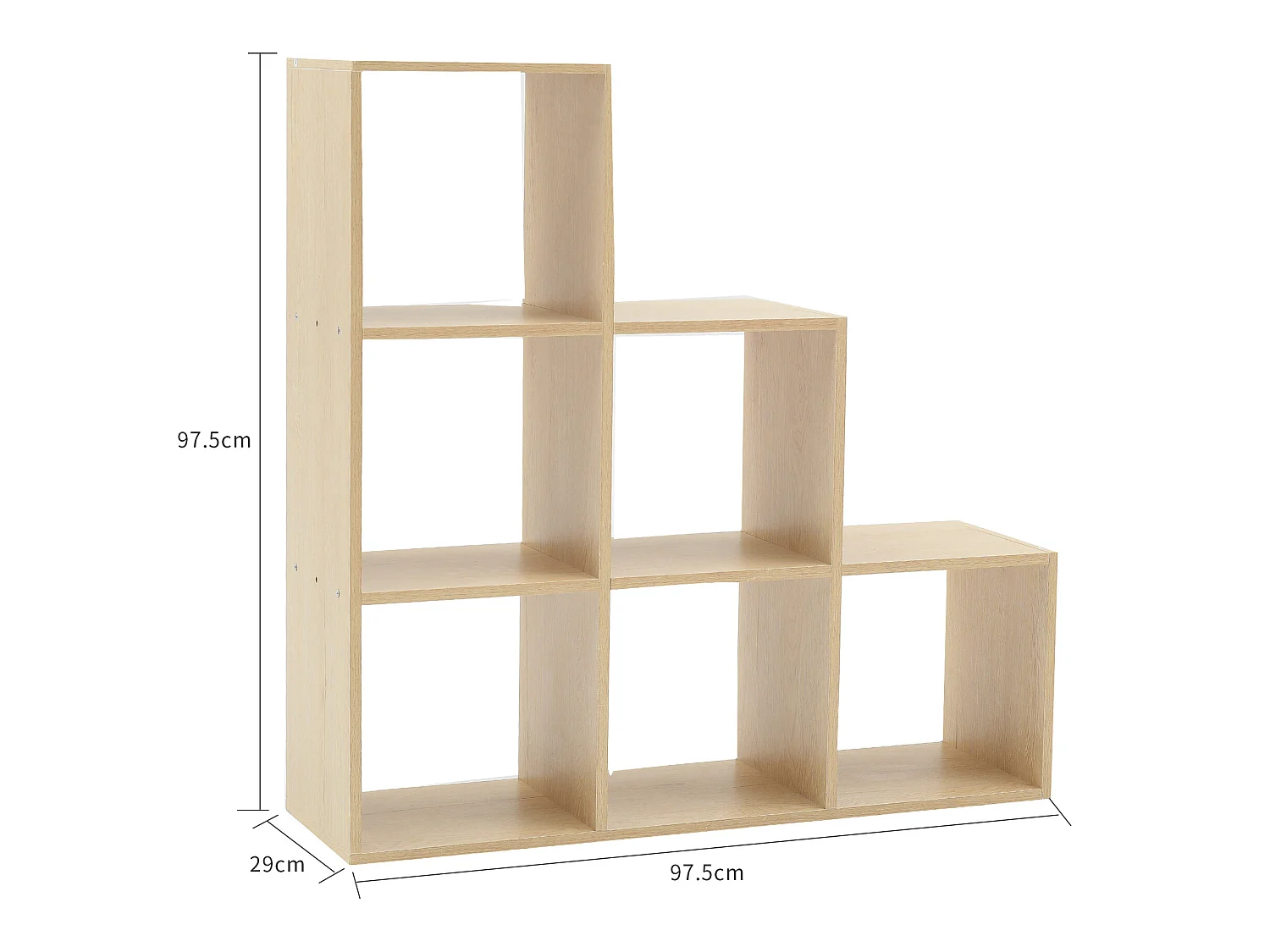 Libreria Scaffale A Scala Moderno 6 Scomparti 97,5x97,5x29