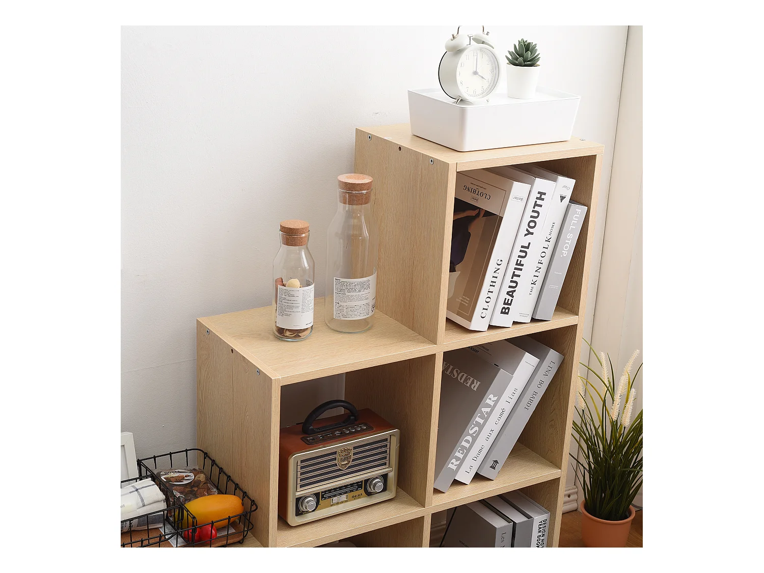 Libreria Scaffale A Scala Moderno 6 Scomparti 97,5x97,5x29