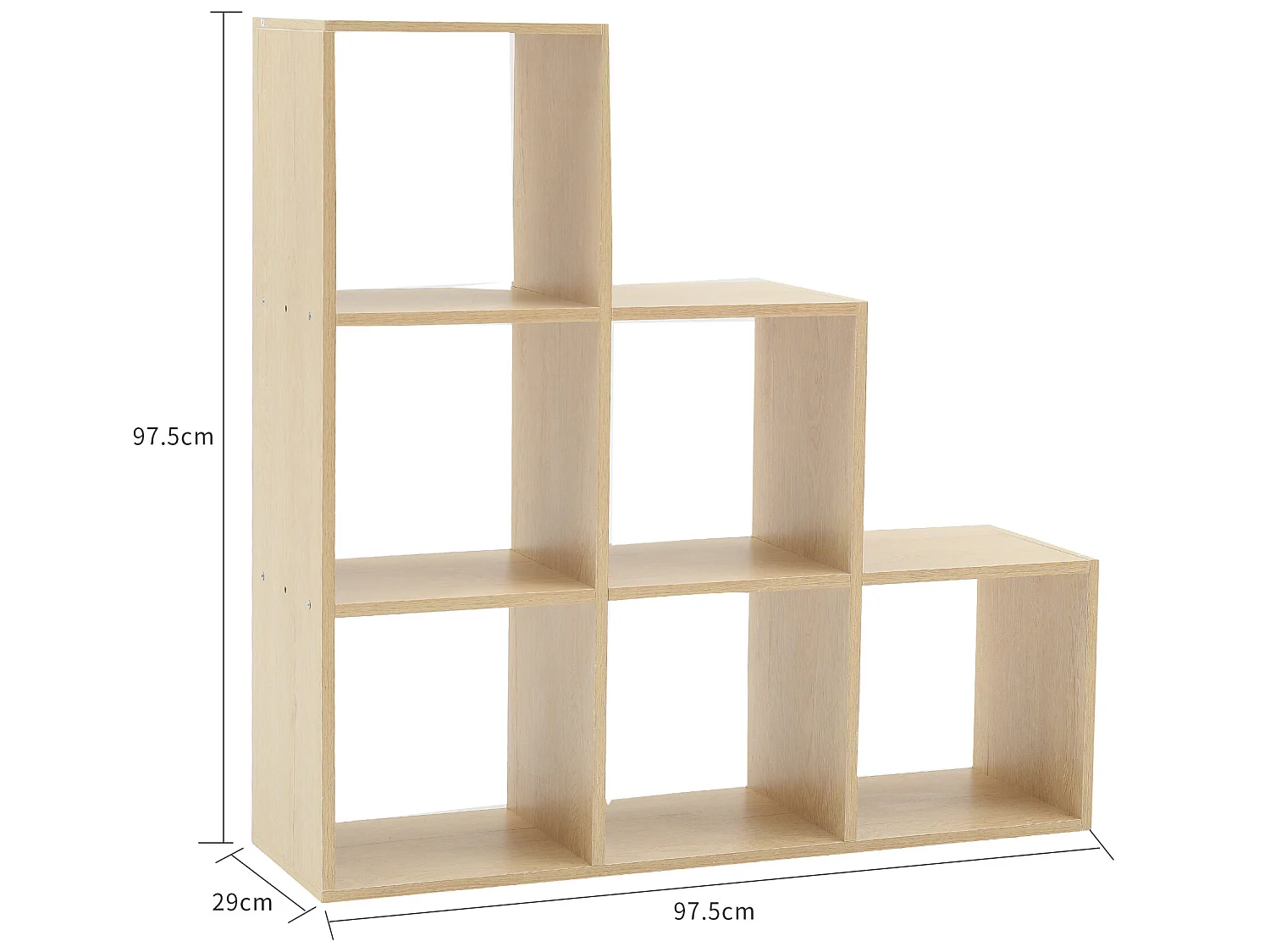 Etagère Bibliothèque Stockage 6 Niveaux Marron Bois 97,5x97,5x29
