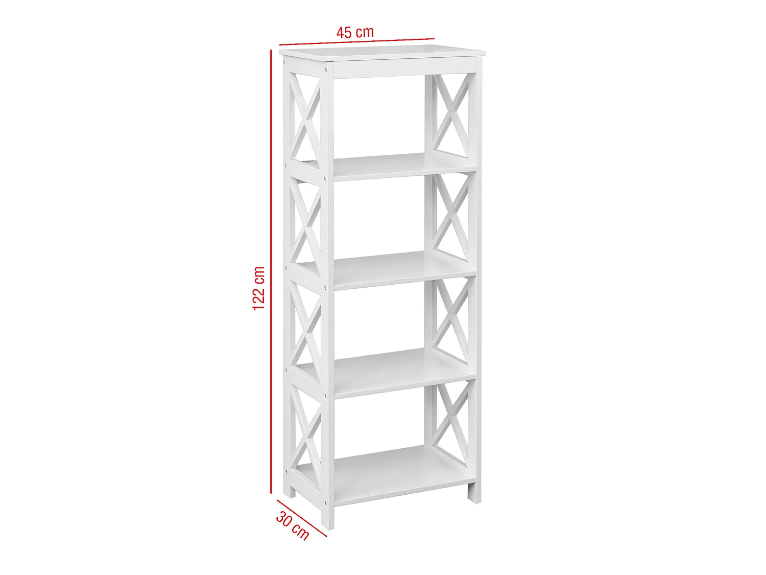 Etagère en bois blanc Bibliothèque moderne à 4 étagères