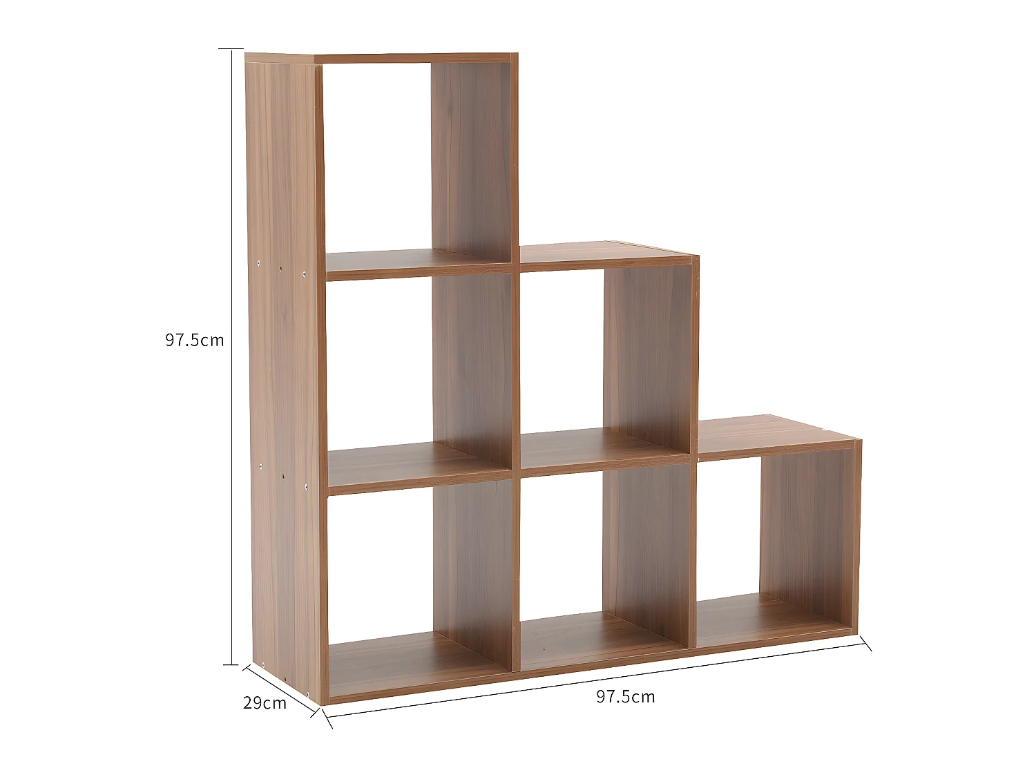 Libreria Scaffale Mdf 6 Scomparti Marrone Moderno 97,5x97,5x29