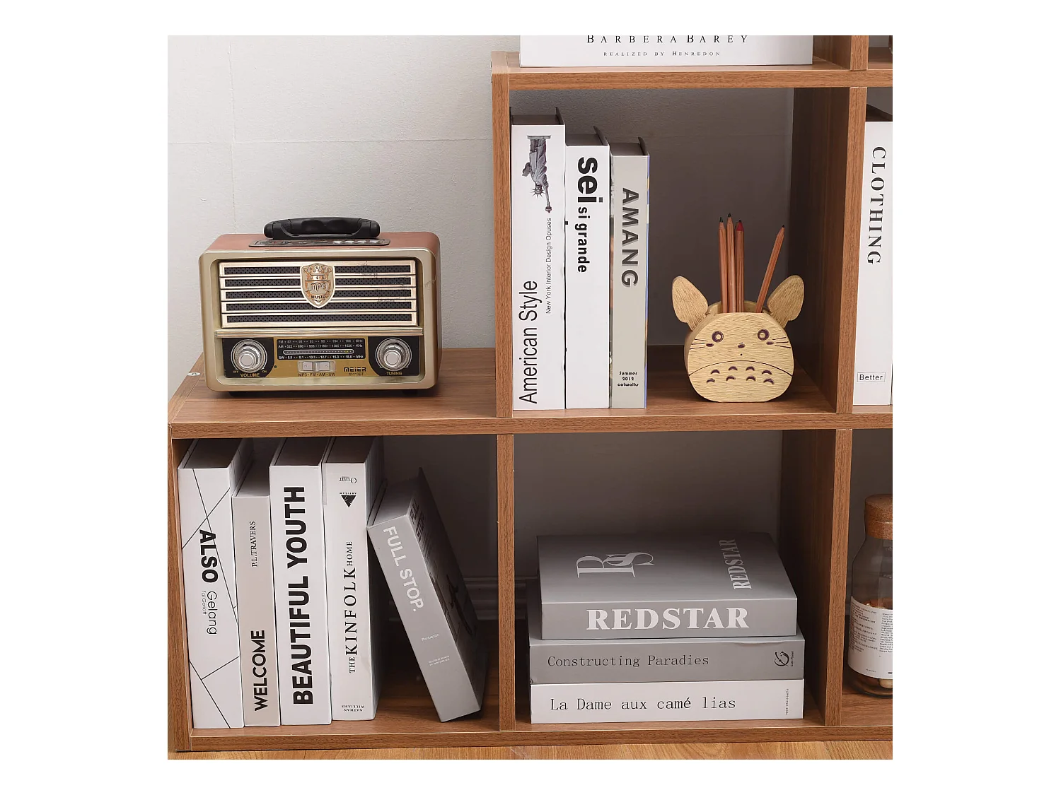 Libreria Scaffale Mdf 6 Scomparti Marrone Moderno 97,5x97,5x29