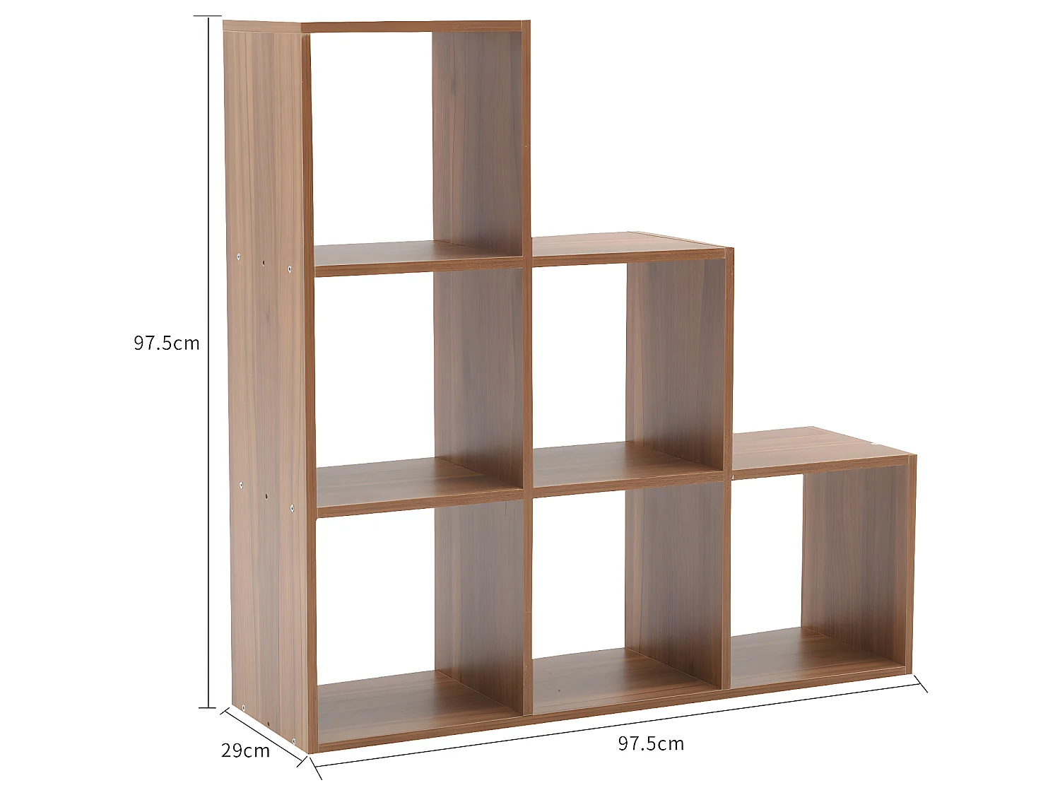 Libreria Scaffale Mdf 6 Scomparti Marrone Moderno 97,5x97,5x29