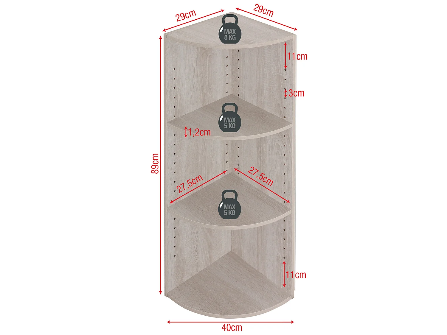 Estante 3 Prateleiras Modulares Madeira de aglomerado cinzento 3 Prateleiras modulares
