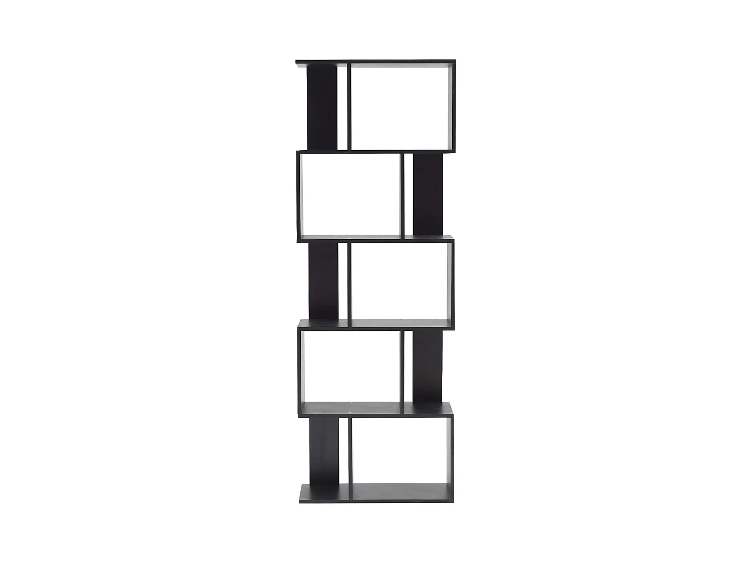 Bibliotheque Etageres Bois Noir Design Moderne 172,5x60x24